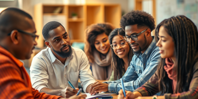 Persone che osservano una mappa simbolica dell’Unione europea, rappresentando la scelta consapevole di investire in sé stessi attraverso opportunità civiche e formative offerte dalle politiche UE.