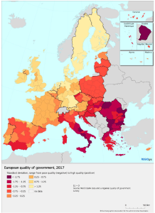 tavola che si intitola: “Indice europeo della qualità di governo, 2017”.