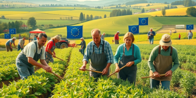 Immagine di agricoltori al lavoro in Europa