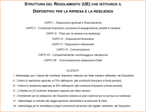 Struttura del regolamento UE sul Dispositivo per la ripresa e la resilienza (RRF)