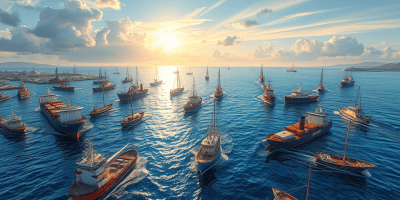 immagine che mostra uno scenario di pianificazione marittima che incarna l'essenza della direttiva europea sulla pianificazione dello spazio marittimo