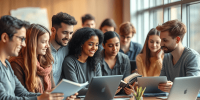 Marchio di diploma europeo congiunto: studenti universitari da diversi paesi UE collaborano in aula, simbolo della mobilità accademica e dell’integrazione transnazionale