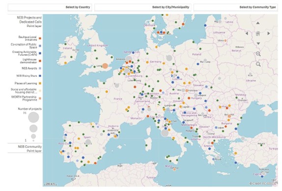 Foto mappa interattiva UE progetti del Nuovo Bauhaus euopeo
