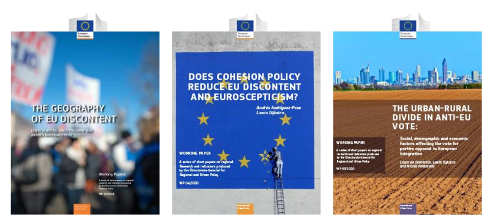 Foto di testi sul tema dell'euroscetticismo pubblicati dalla Commissione europea.