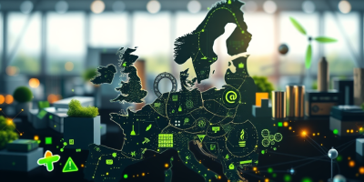 Documenti istituzionali su sfondo tecnico, visual simbolico del programma di lavoro 2025 della Commissione europea e delle riforme strategiche in avvio di mandato.