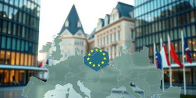 Visual simbolico della cooperazione territoriale europea nel Piano INTERREG 2028–2034.