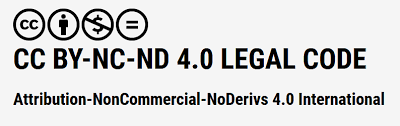 Licenza Creative Commons CC BY-NC-ND 4.0 International: attribuzione, uso non commerciale, nessuna opera derivata